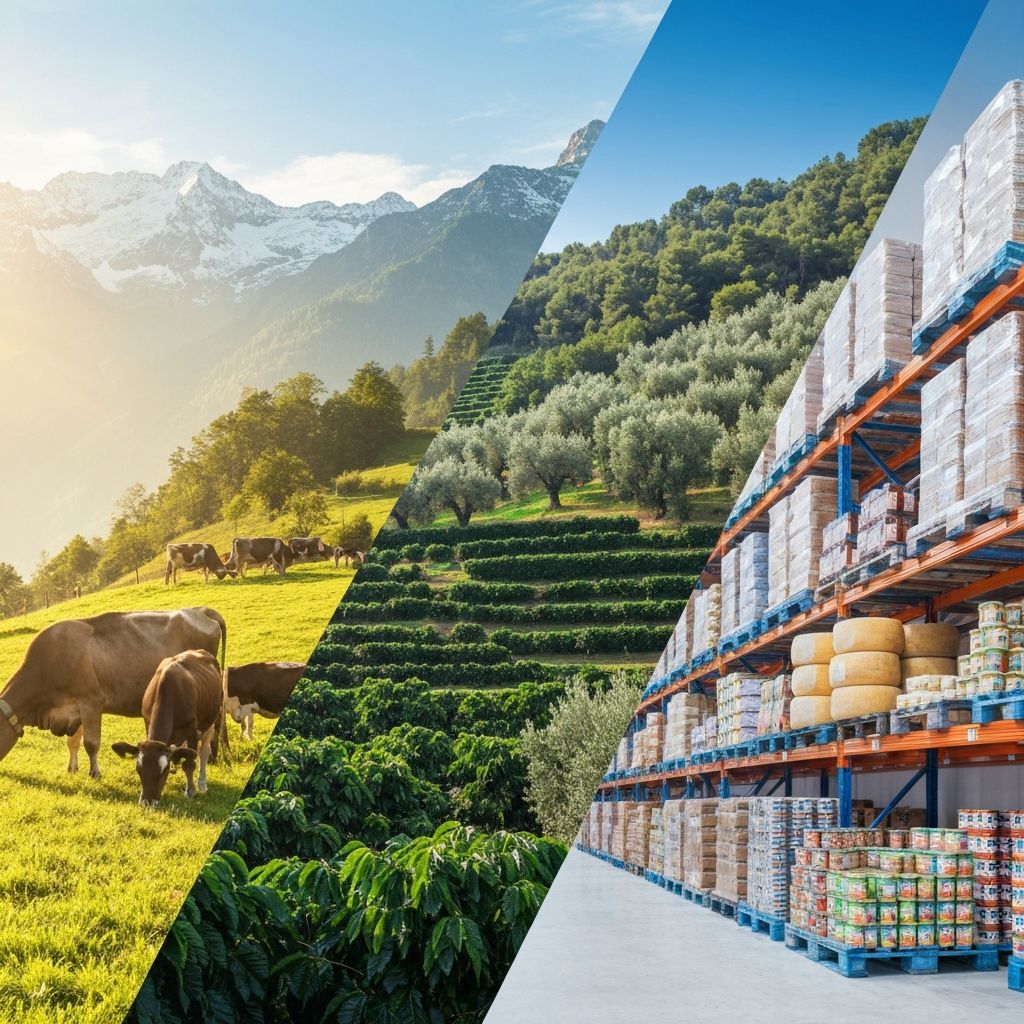 From Swiss dairy farms and Mediterranean groves to warehouse - premium European sourcing